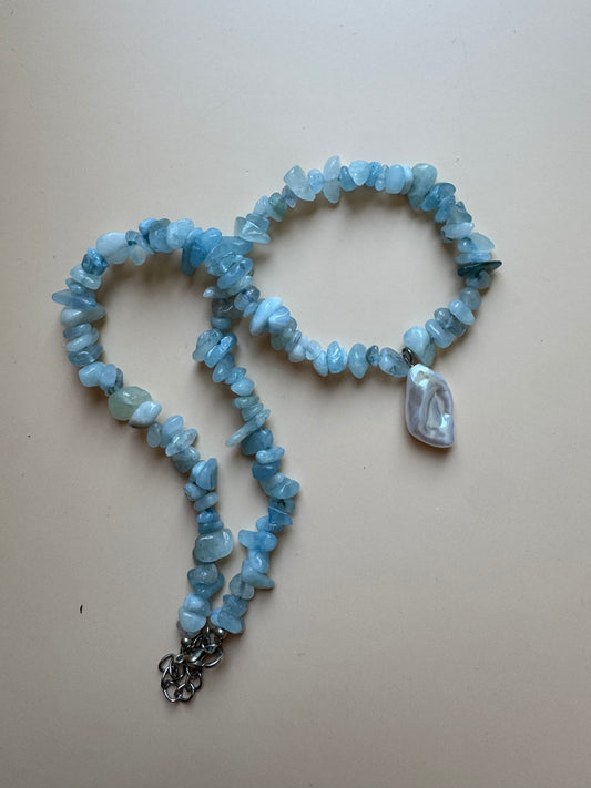 Aquamarin-Halskette mit Anhänger