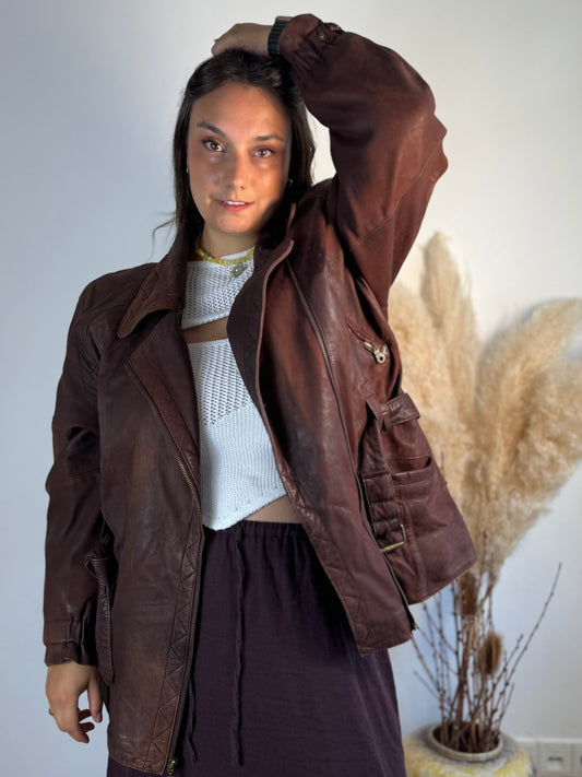 Braune Lederjacke