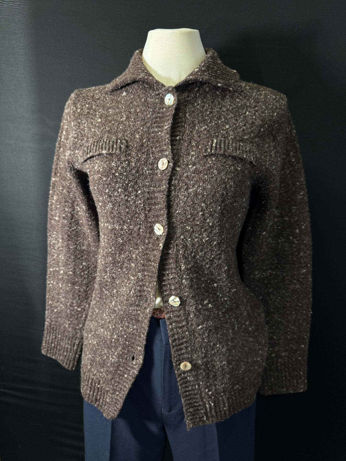 Braune Strick Langarmweste