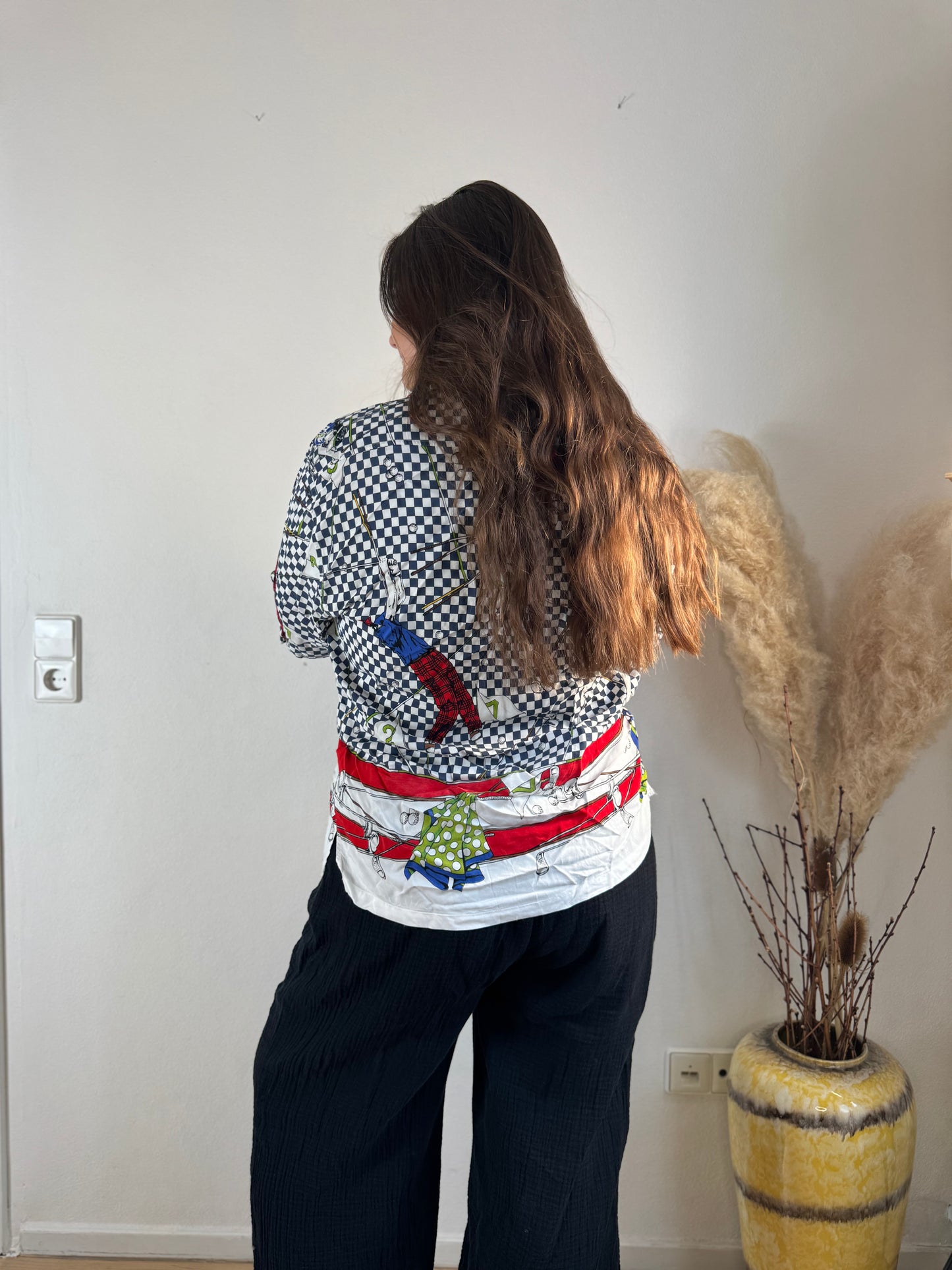 Statement-Kurzarmbluse – Größe XL